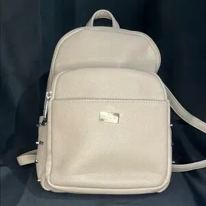 Kate Spade Tan and White Backpack with Minimalist Design Kate Spade Mini Nicole Studded Leather Backpack, Warm Beige  main image 3